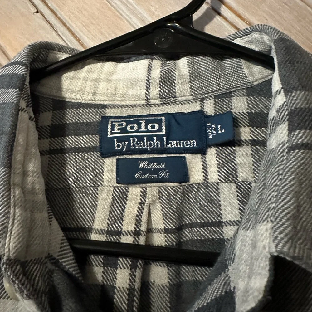 Polo by Ralph Lauren Grey & Black Plaid Casual Button Down Shirt Well Worn - Picture 4 of 8